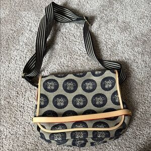 Dooney & Bourke Gray and Tan Messenger Bag with Leather Trim